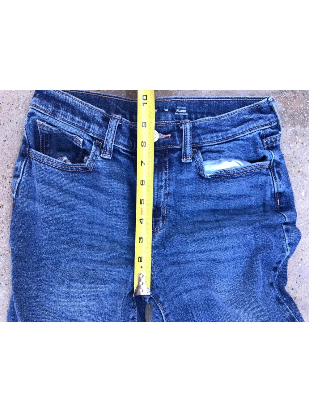 Juniors OLD NAVY Hi Rise Retro Flare Jeans 14 Blue Denim Lite Thigh Fade 26